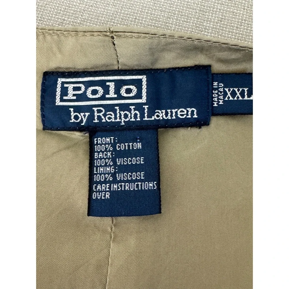 Vintage‎ Polo Ralph Lauren Cotton Button Vest Satin Back Tan XXL
